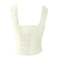 thumbnail image 4 of DuoJiaJ Women Square Neck Wide Straps Crop Tank Tops Flower Lettuce Trim Crop Vest Slim Fitted Sleeveless Cropped Top Women’s Tank Tops, 4 of 4