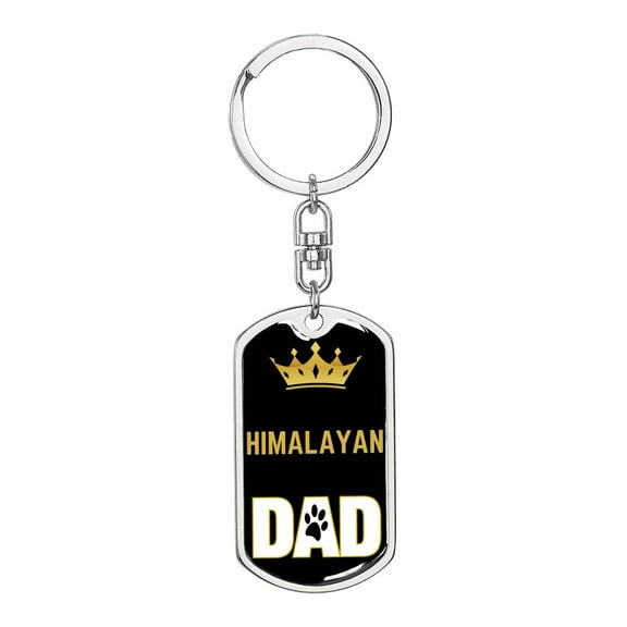 Cat Key Ring Himalayan Cat Dad King Keychain Stainless Steel or 18k Gold