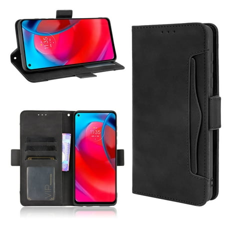 UUCOVERS for Motorola Moto G Stylus 5G Case, PU Leather Card Slots Cash Money Pocket Wallet Flip Cover Magnetic Folio Stand Shell Shockproof Phone Case for Motrola Moto G Stylus 2021 5G, Black