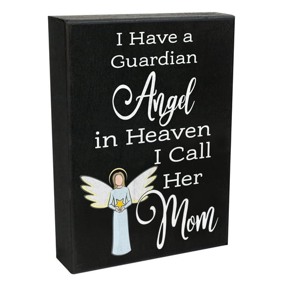 JennyGems Sympathy Gifts for Loss of Mother, Guardian Angel Mom in Memory Of Memorial Gifts, 6x8 Inch Wood Sign, Bereavement Gifts Loss of Mom Remembrance Gifts Condolence Gifts