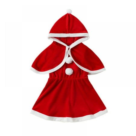 

GYRATEDREAM Toddler Kids Girls Christmas Velvet Dress with Red Cape 2PCS Deluxe Xmas Santa Claus Cosplay Dress Festive Suits 1-6 Years