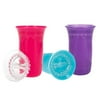 Nuby 3-Piece No-Spill Smart Edge 360 Cup with Touch Flo Easy Clean Silicone Rim, 10 Oz, Girl