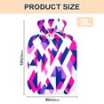 thumbnail image 3 of 2L Hot Water Bottle with Soft Velvet Cover PVC Hot Water Bag for Pain Relief Long-Lasting Warmth Geometric Shapes in Pink and Blue, 3 of 8