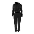 thumbnail image 4 of MAWCLOS Ladies Casual Solid Color Two Piece Outfit Sports Hoodies Sweatsuits Black XXL, 4 of 6
