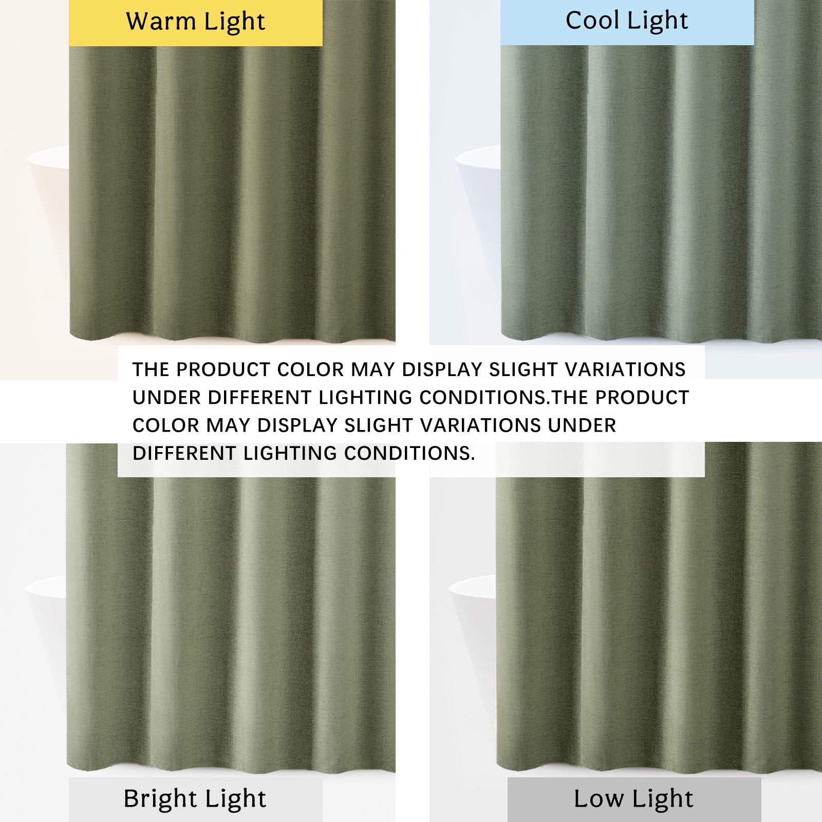 NixiYa Green Linen Shower Curtain Farmhouse Heavy Duty Fabric Shower Curtain for Bathroom,72"x72"