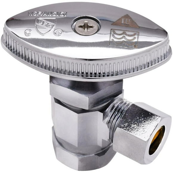 3/8" FPT x 3/8" Outside Diameter Compression Angle Stop Valve