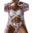 thumbnail image 2 of hirigin Women Bikini Set, Padded Bra with Leaves Print Briefs Cover-up Summer Bathing Swimming Swimsuit, 2 of 6