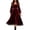 Wine, variant on Women's Renaissance Dress Velvet Evening Gown, V-Neck Long Sleeve Medieval Dress with Lace Panel Detailing Wine S