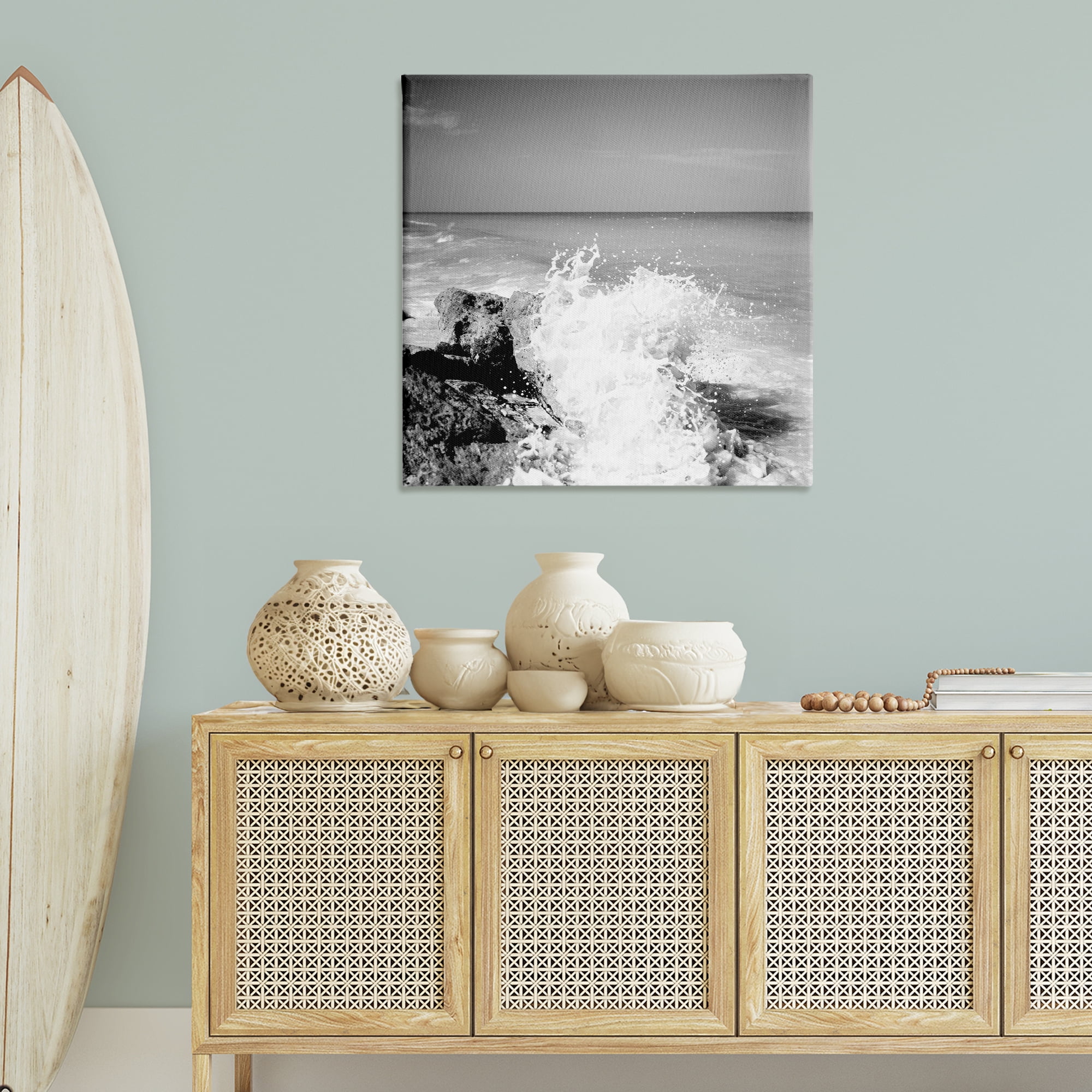 Stupell Industries Splashing Rough Waters Coastal Photography Gallery Wrapped Canvas Art Print Wall Art, 36 x 36