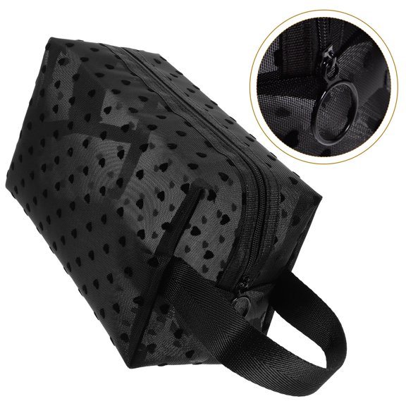 GETAJGHSD Black Travel Makeup Storage Bag with Mesh Material and Clear Transparent Design