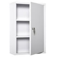 thumbnail image 2 of kleankin Steel Wall Mount Medicine Cabinet 3 Tier Emergency Box for Bathroom Kitchen, Lockable with 2 Keys, White, 2 of 8