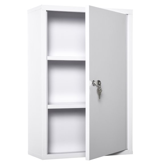 kleankin Wall Mount Lockable Medicine Cabinet with 2 Keys, Steel