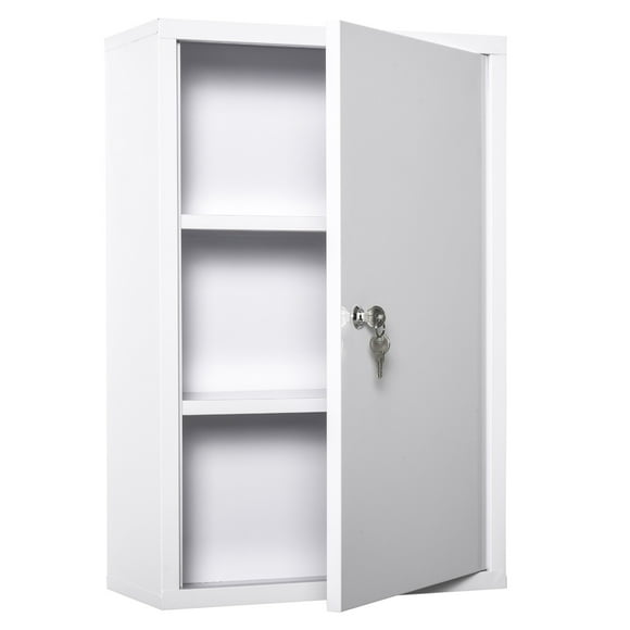 kleankin Wall Mount Lockable Medicine Cabinet with 2 Keys, Steel