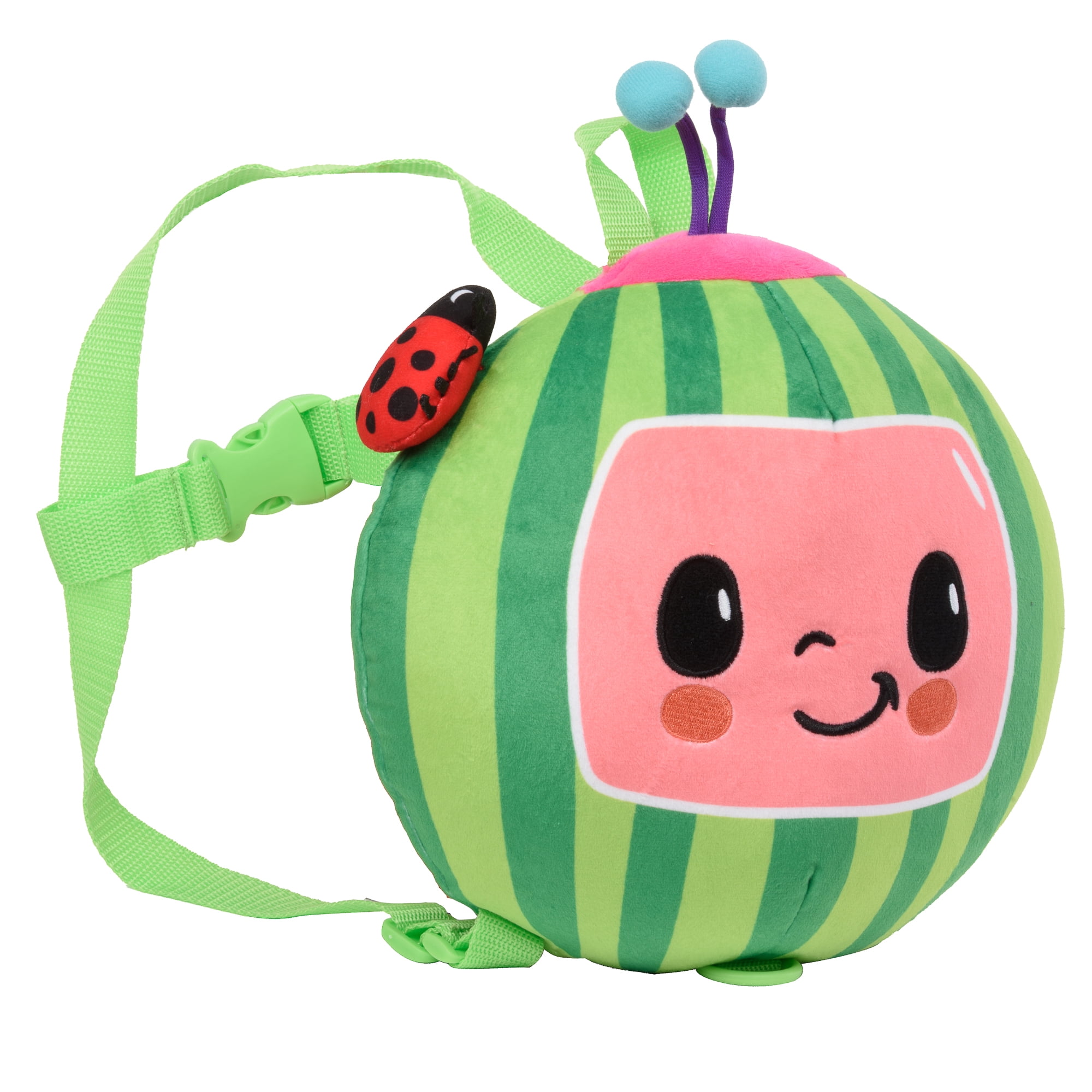 Cocomelon Plush Watermelon Toddler Backpack with Detachable Safety Leash, Anti-Lost Safety Harness 10” Bag for kids