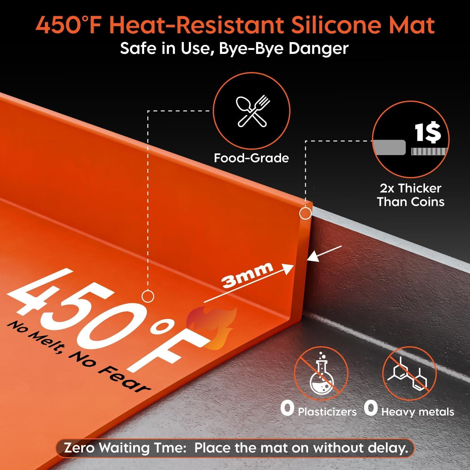 36" Silicone Griddle Mat Fit for Blackstone Griddle, Upgrade Full edge BBQ Griddle Cover for Weber Grill Mat, Protect Griddle from Rodents, Insects, Debris and Rust（orange）