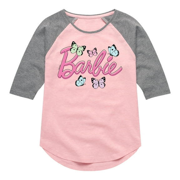 Barbie - Butterflies Flutter - Toddler And Youth Girls Raglan Graphic T-Shirt