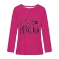 thumbnail image 3 of Blouse pour Femmes, T-shirt Imprimé Décontracté avec Col Rond et Épaules Tombantes Manches Longues, 3 of 3