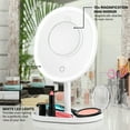 thumbnail image 3 of OVENTE 9" Rechargeable Lighted Tabletop Makeup Mirror with Mini Magnetic 10X Magnifying Mirror, Touch Screen Dimmable LED Lights, Portable Vanity Mirror Perfect for Bathroom or Travel, White MOT22W, 3 of 8
