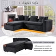 thumbnail image 4 of 93.7"Corduroy Sectional Modular Couch with Wooden Storage Compartment, L Shaped  Comfy Deep Sofa with Cup Holder and 2 Pillows for Living Room, Apartment, Black, 4 of 8