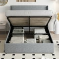 thumbnail image 3 of Einfach Full Size Lift up Platform Storage Bed Frame with Fabric Upholstered Wingback Panel Headboard, Blue Gray, 3 of 10