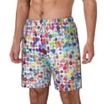 thumbnail image 2 of Balery Colorful Watercolor Dots Mens Swim Trunks Swim Shorts for Men Quick Dry Inseam Beach Shorts with Compression Liner Pocket-Small, 2 of 9