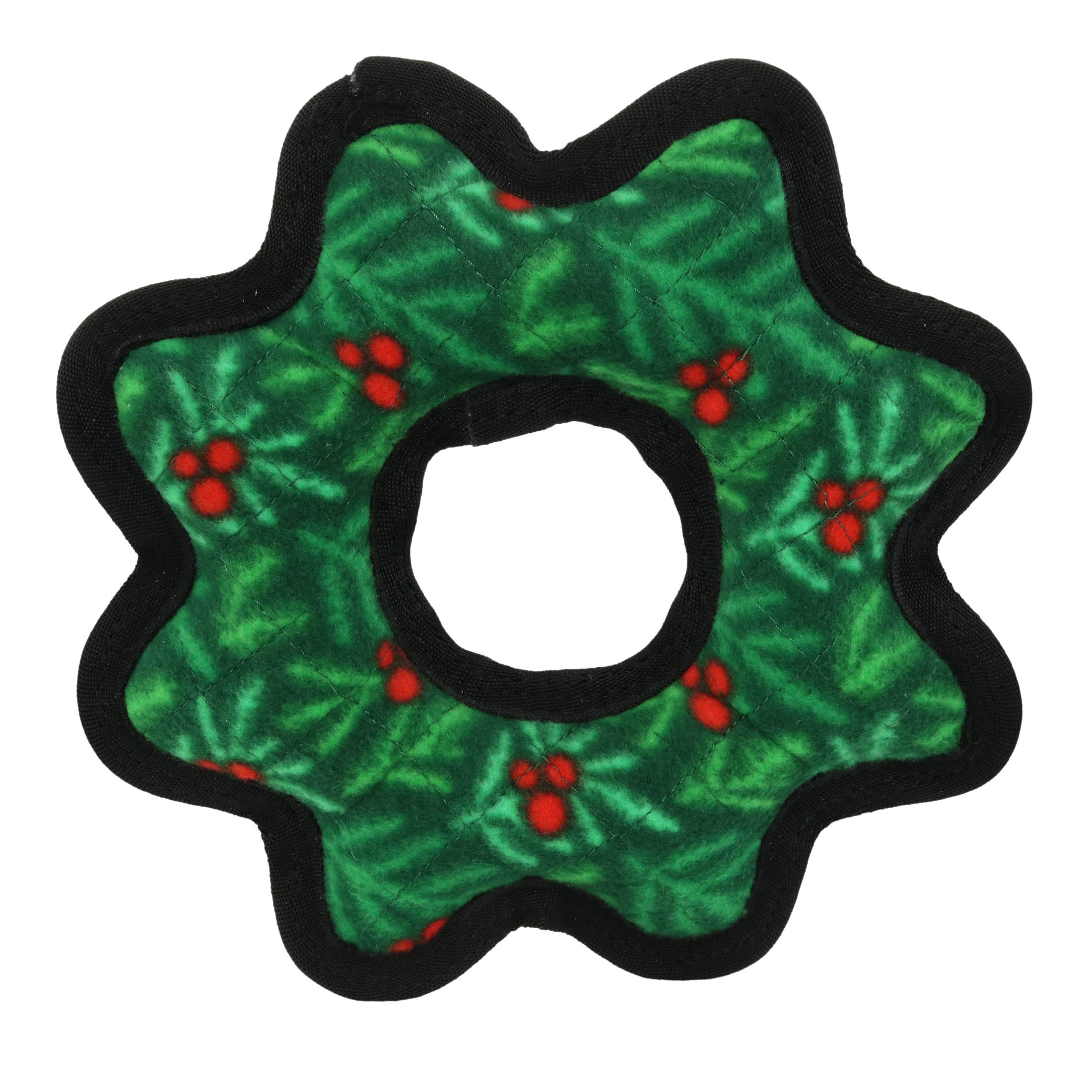Tuffy Holiday Medium Gear Ring Wreath, Durable Plush Squeaky Dog Toy