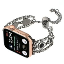 Chain Bracelet Compatible for Apple Watch Band 38mm 40mm 41mm Series 9 8 7 SE 6 5 4 3 2 1, Women Fashion Slim Beaded Bling Watch Band Chain Bracelets Strap, Black
