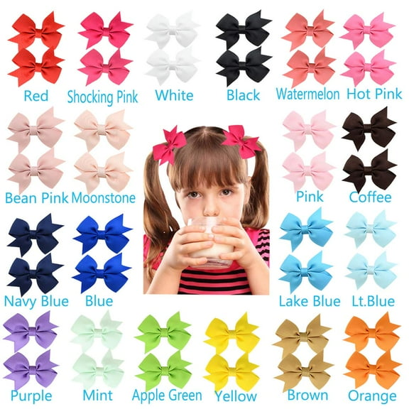 LNKOO Hair Bow Clip for Baby Girl Fully Covered Non Slip for Fine Hair Small 2 Inch Toddler Girl Hair Accessories Assorted Solid Color Kid Infant Barrettes 40PCS