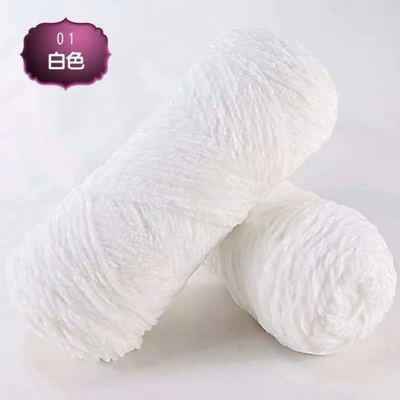 suxuMhao Chenille Yarn, Crochet Yarn, 95g 1 Roll, Polyester – Soft, Warm & Skin-Friendly, Ideal for Sweaters, Scarves, Hats & Blankets, Premium Chenille Yarn for DIY Crafts,white