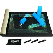 Lavievert 2mm Thick Neoprene Double-Sided Black & Khaki Jigsaw Puzzle Roll Mat Puzzle Storage Saver with Nonwoven Storage Bag & Plastic Cylinder, for up to 1500 pcs