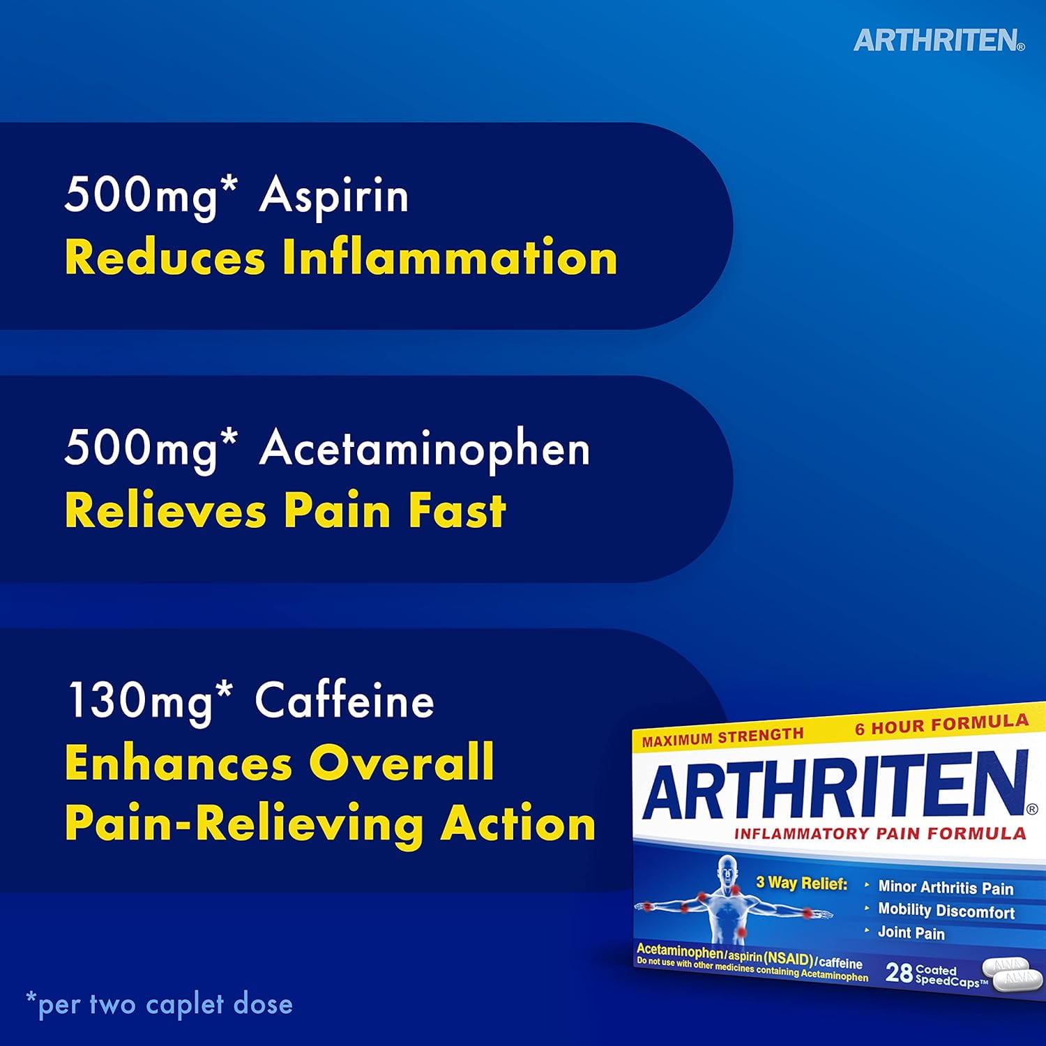 Arthriten Inflammmatory Pain Relief Caplets, 28 Ct