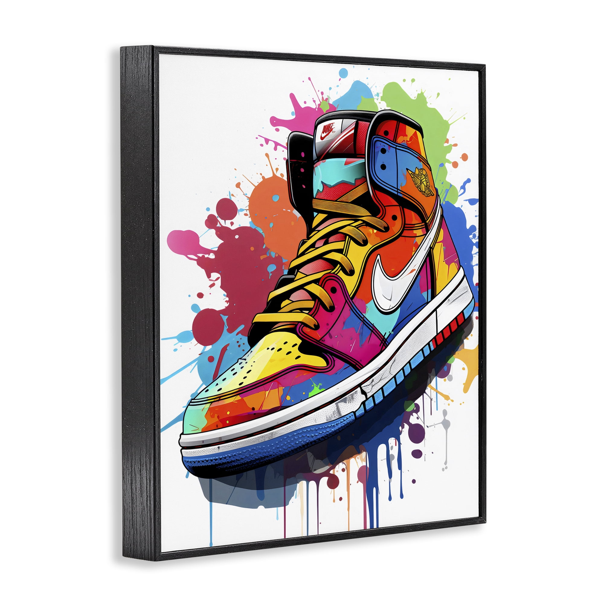 Stupell Industries Graffiti Sneaker on White Black Framed Giclee Art, design by Creative Studio