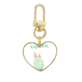 thumbnail image 1 of Happy Easter Festival Egg Stripe Gold Heart Keychain Metal Keyring Holder, 1 of 3