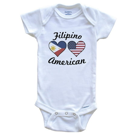 

Filipino American Flag Hearts Baby Bodysuit 3-6 Months White