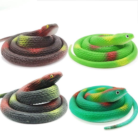 Lechay Rubber Snakes to Keep Birds Away,4 Pieces 29 Inch Realistic Rubber Snakes, Pranks, Halloween Decoration, Fake Snake for Garden Props to Scare Birds, Squirrels, Mice