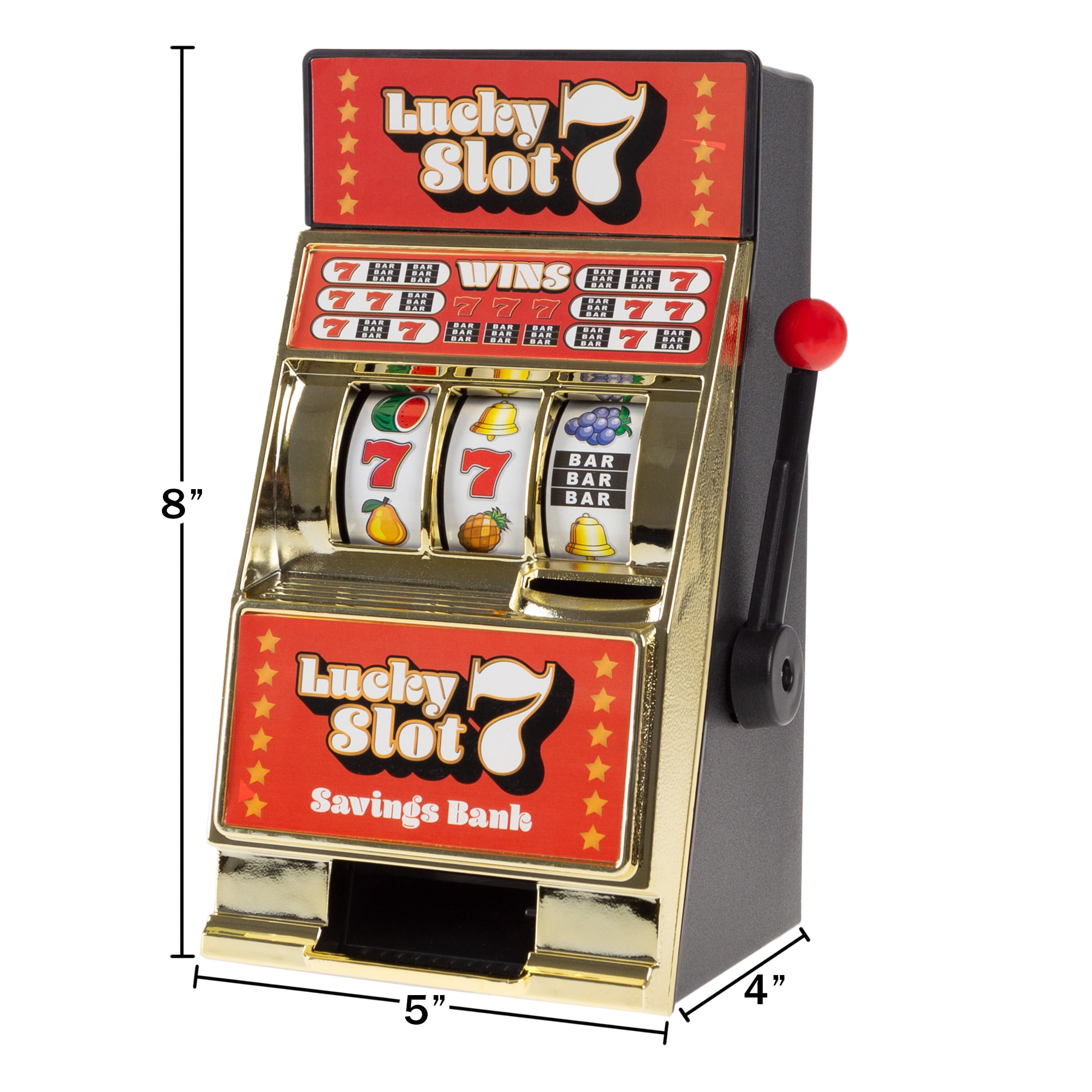 Casino Savings Bank Slot Machine 777 Spinning Wheel Jackpot includes Batteries 
