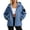 Blue, variant on Only Moment Grey Women Casual Jacket Travel Outdoor Jacket Full-Zip Jacket Crew Neck Long Sleeve Sherpa Fleece Retro Ethnic Print Fashion Casual Warm Coats S