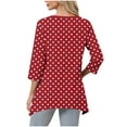 thumbnail image 4 of Blmnix Fitted Tops for Women Polka Dot Streetwear Tunics Work Tops for Women 3/4 Sleeve Wine V-Neck Tops, 4 of 6