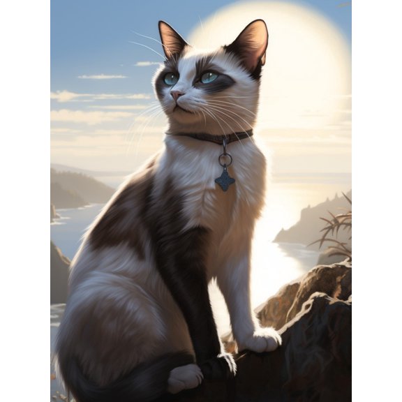Paint by Numbers Adult DIY Hand Painted A cat gazing into the distance Oil Painting Canvas Kits with Brush and Acrylic Gifts and Home Decoration Without Frame 40 x 50 cm