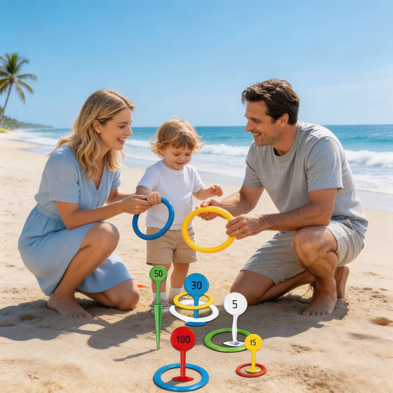 Xheghe Nautical Rings Toss Game - Family-Friendly Outdoor Carnival Activity for All Ages, Portable Fun for Backyard and Beach Gatherings