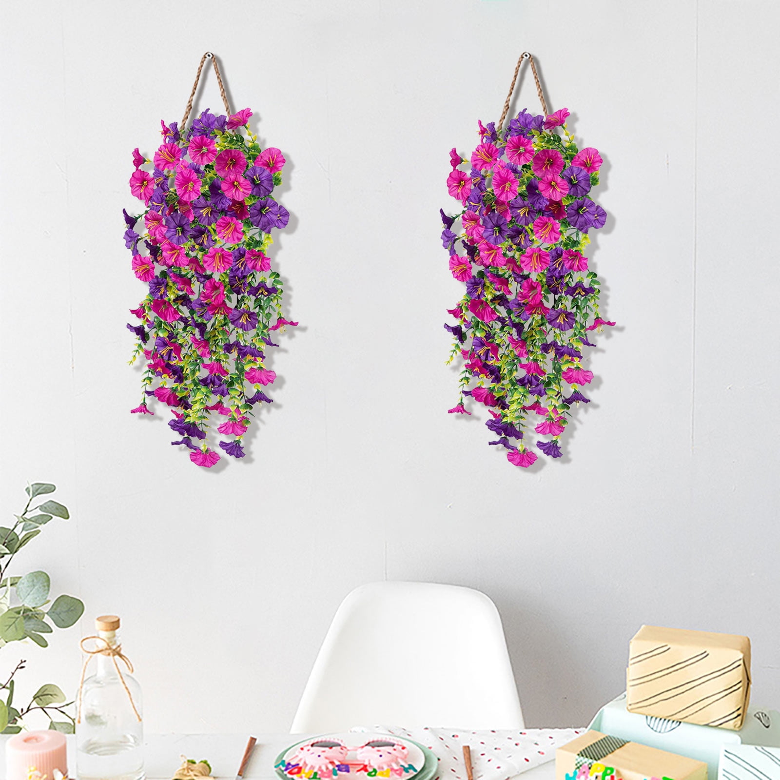 Clearance Under $5 Boovnll Hanging Flowers, Artificial Ipomoea Nil Hanging Plants, Lifelike Flowers, No Fade, Artificial Flowers for Indoor/ Outdoor Wedding, Party, DIY Tables Decor, Fake Flowers