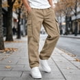 thumbnail image 2 of WDWYY Boys Pull On Cargo Pants Relaxed Fit Durable Elastic Waist Straight Leg Casual Pants with Multi Pockets Khaki 5-15Y, 2 of 6