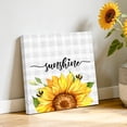 thumbnail image 2 of Sunshine Watercolor Canvas Wall Art for Living Room, Sunflowers Bees Grey Plaid Farmhouse Poster Print Painting for Bedroom Office Home Decoration Wall Pictures Prepare To Hang 10"x10", 2 of 9