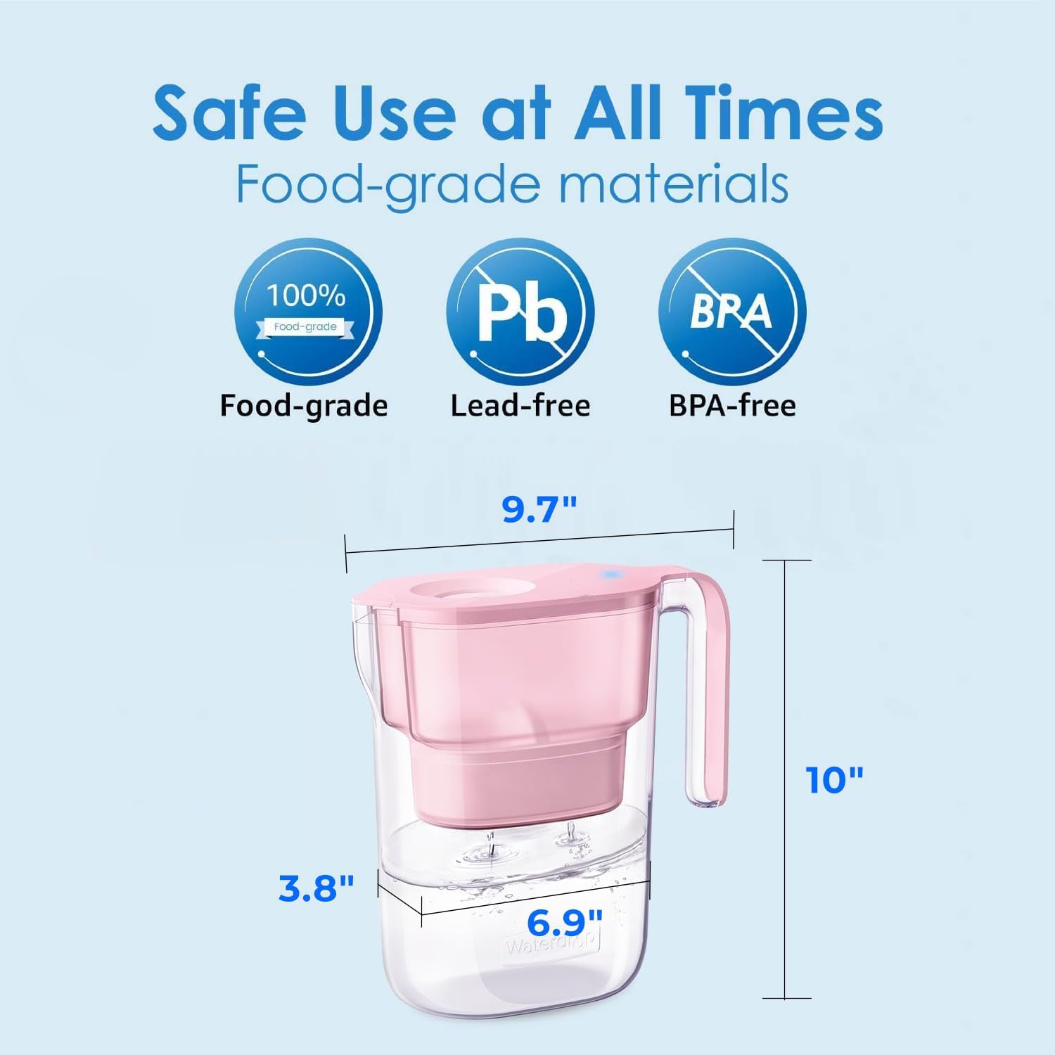 Waterdrop 7-Cup Water Filter Pitcher, Pink photo 2