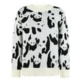 thumbnail image 5 of Lovskoo 2024 Sweaters for Women Trendy Casual Round Neck Long Sleeve Print Comfy Sweater Black, 5 of 5