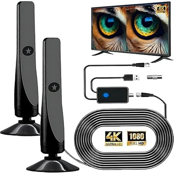 2025 Strongest TV Antenna Indoor, New HD Digital Broadwave TV Antenna HDTV 1080p 4k Long Range, No WiFi Needed, Compatible Supports for All Smart TVs