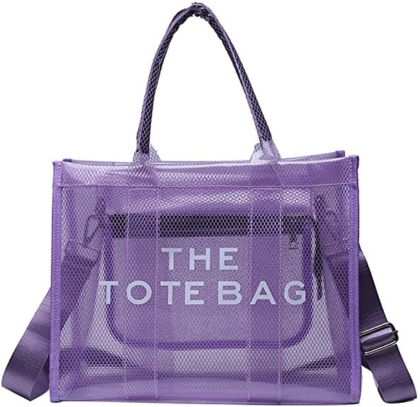Clear Tote Bag for Women, Plastic Tote Bag Crossbody Beach Bag PVC ...