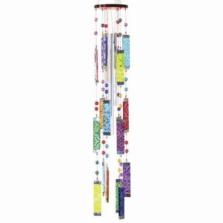 - Glass Wind Chimes 20 inches Rainbow Multi Color Bars with Beads