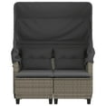 thumbnail image 3 of vidaXL Garden Sofa 2-Seater with Canopy and Stools Grey Poly Rattan, 3 of 5