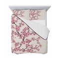 thumbnail image 7 of Quilts Full Size Bedding Set, Spring Flowers Lightweight Quilted Comforter, Pink Cherry Blossom Branches Plants Beige Soft Reversible Bedspread Coverlet with Pillow Covers for All Season, 78" x 90", 7 of 7